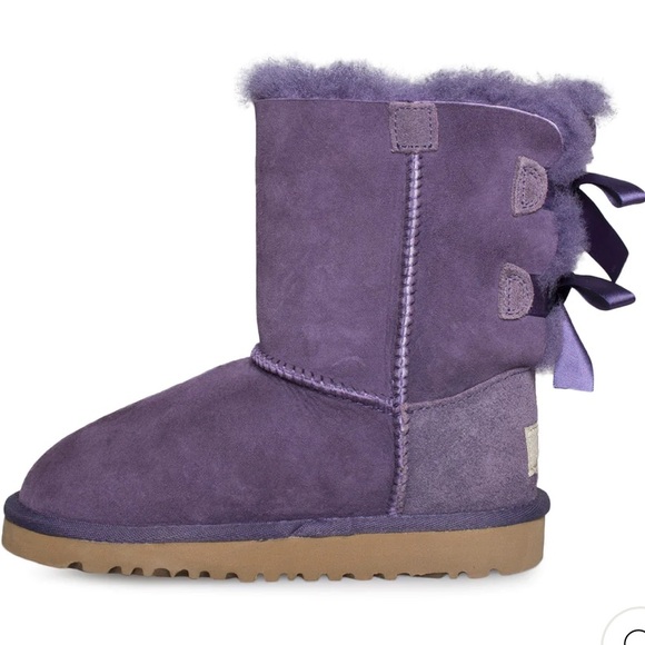UGG MINI BAILEY BOW II WOMEN ANKLE BOOTS SUEDE VIOLET BLOOM US 5 - Picture 3 of 4
